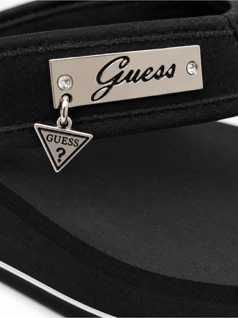 GUESS Black Platform Wedge Flip Flop Sandals Women’s Size 9 - Picture 4 of 4